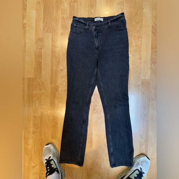 abercrombie high rise 90s crossover jeans black denim size 28 mom high tise - Picture 1 of 2